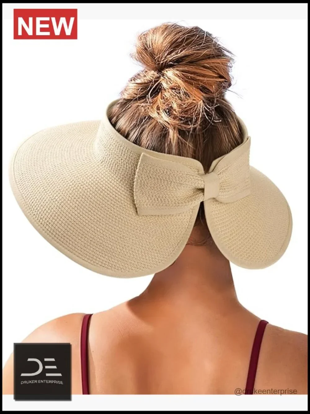 Wide Brim Sun Visor Hat with Ponytail Hole UPF 80+ Packable Adjustable